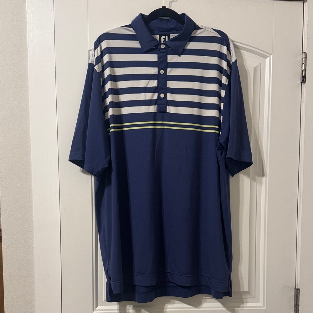 FootJoy Navy and White Striped Polo Shirt